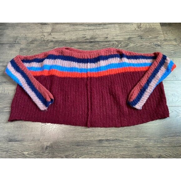 EUC Womens Free People See The Rainbow Sweater In Wine size S - Picture 2 of 7
